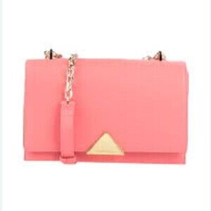 Emporio Armani Coral Pink Leather Chic Girlcore Edgy Girly Work Crossbody